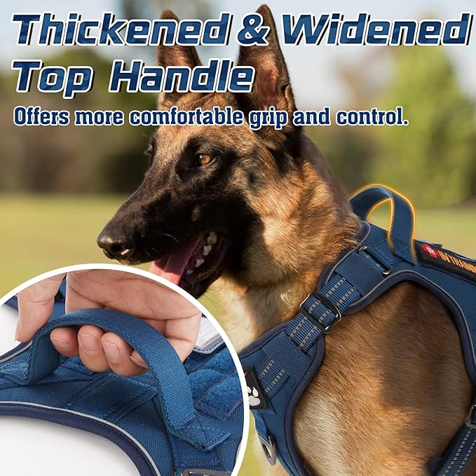 rabbitgoo Tactical Dog Harness for Small Dogs, No Pull Military Service Vest with Handle & Molle, Easy Control for Training Walking, Adjustable Reflective Straps, Blue, S-Mewly Pet