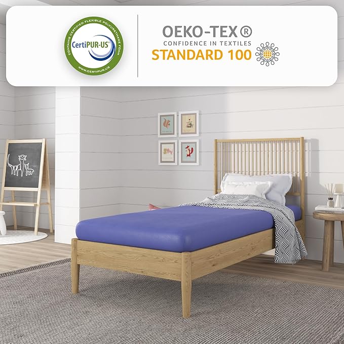 NapQueen 5 Inch Twin Memory Foam Mattress, Medium Feel, CertiPUR-US Certified, Bed in a Box, Breathable Soft Fabric Cover, Blue