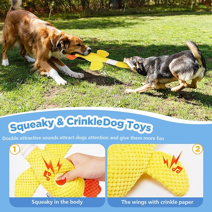 Vitscan Durable Dog Toys for Small Large Dogs, Dog Chew Toy for Aggressive Chewers, Tough Squeaky Interactive Dogs Toys for Puppies Plush Puppy Toys Goose Pet Toy Puppy Chew Toys for Teething-Mewly Pet
