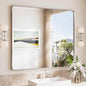 TokeShimi 42x36 Brushed Nickel Bathroom Mirror for Wall,Tempered Glass,Aluminum Framed Bathroom Vanity Mirror for Over Sink(Horizontal/Vertical)