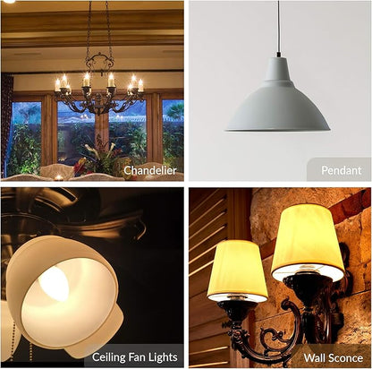 Simba Lighting Candelabra Flame Tip Frosted CA10 25W E12 Base (12 Pack) Decorative Incandescent Light Bulbs 120V for Chandeliers, Ceiling Fan Lights, Pendants, Wall Sconces, Dimmable, Warm White 2700K