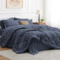 Love's cabin King Size Comforter Set Navy Blue, 7 Pieces King Bed in a Bag, All Season Bedding Sets with 1 Comforter, 1 Flat Sheet, 1 Fitted Sheet, 2 Pillowcase and 2 Pillow Sham