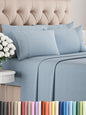 Cal King Sheet Set 6 Piece - Bed Sheets California King Size - Soft Hotel Luxury Bedding - Cooling, Comfy & Breathable - 1 Flat 1 Fitted & 4 Pillowcases w/ Deep Pockets - Wrinkle Free - Heathered Blue