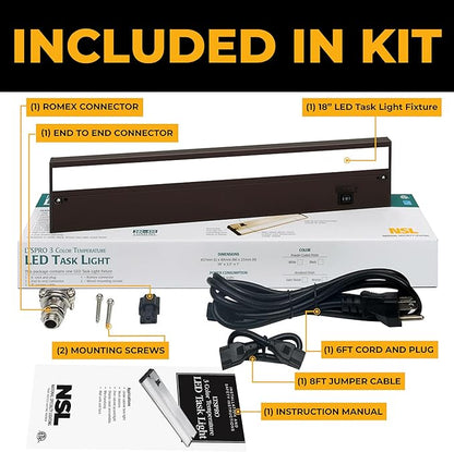 LED Under Cabinet Lighting Hardwired - 3CCT 12 Inch Bronze Finish - Undercabinet Lights for Kitchen - Linkable Undercounter Dimmable Plug in Light or Hard Wired - Under Counter Fixture Direct Wire