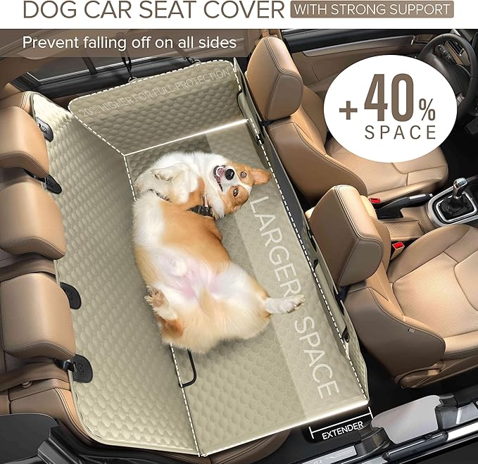 Back Seat Extender for Dogs, Heavy Duty Dog Car Seat Cover for Back Seat and Aggressive Chewer, Large Hard Bottom Car Seat Cover for Dogs, Dog Hammock for Car, Travel Pet Car Bed for Car, SUV, Truck-Mewly Pet