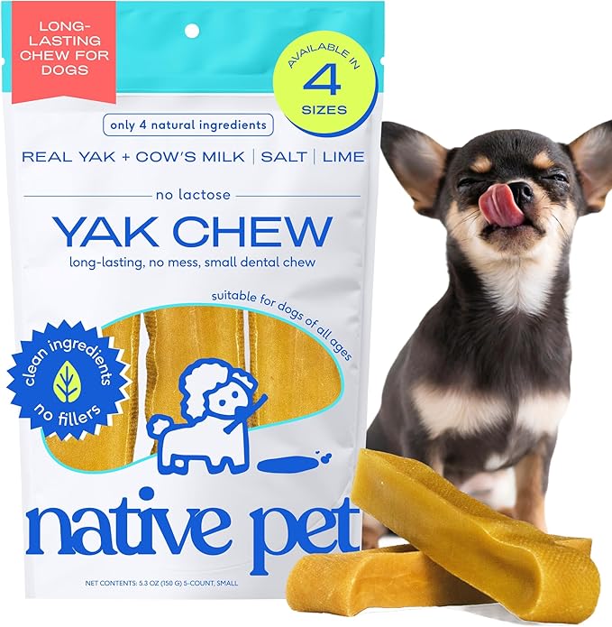 Native Pet Yak Cheese Himalayan Dog Chews - Long Lasting Dental Sticks for Small Breeds– 100% All Natural Himalayan Yak Chews for Small Dogs – Cheese Bone for Aggressive Chewers - 5 Per Pack-Mewly Pet