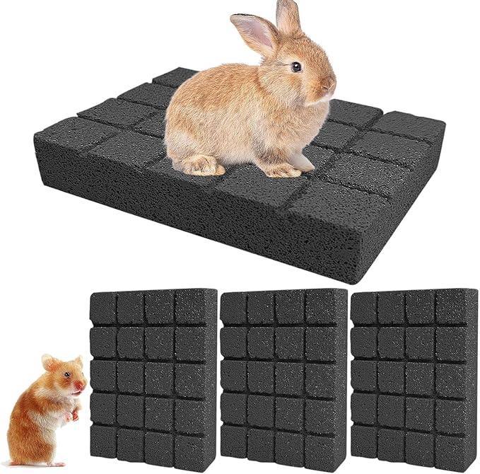Hamiledyi 4PCS Rabbit Scratching Pads Bunny Lava Grinding Claw Pads Small Animal Foot Pads Hamster Scratch Board Chew Toys for Gerbil Chinchilla Hedgehog Guinea Pig Cage Accessories-Mewly Pet