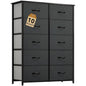 DWVO 10 Drawer Dresser - Fabric Storage Tower, Organizer Unit for Bedroom, Living Room, Hallway, Closets - Sturdy Steel Frame, Wooden Top & Easy Pull Fabric Bins