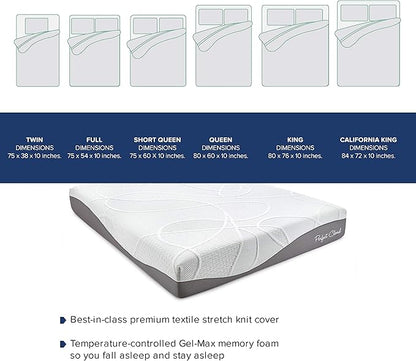 Perfect Cloud Made in The USA UltraPlush Charcoal-Infused 10 inch Memory Foam Mattress - Pressure Relieving - Bed-in-a-Box (Queen)
