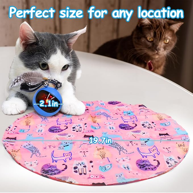 Mity Rain Interactive Cat Toy - Ball for Indoor Jumping and Rolling in Pouch, Hide and Seek Mat for Self Play, Boredom Relief and Activating Natural Hunting Instincts - Kitten Toys-Mewly Pet