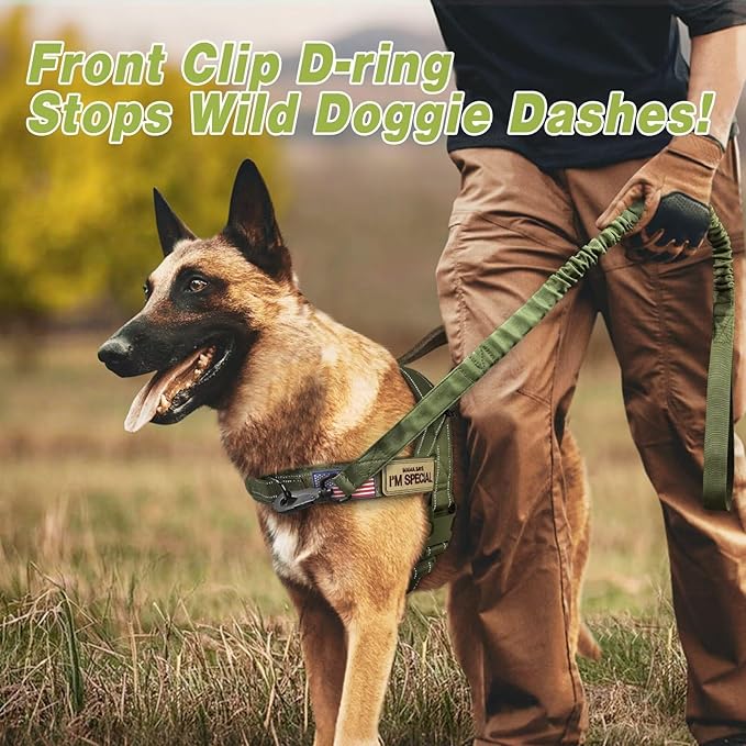 Forestpaw No Pull Dog Harness - Soft Flannel Padded Tactical Dog Vest Harness with Quick Release Buckle, Adjustable Reflective Pet Harness for Small Medium Dogs Walking Training,Green S-Mewly Pet