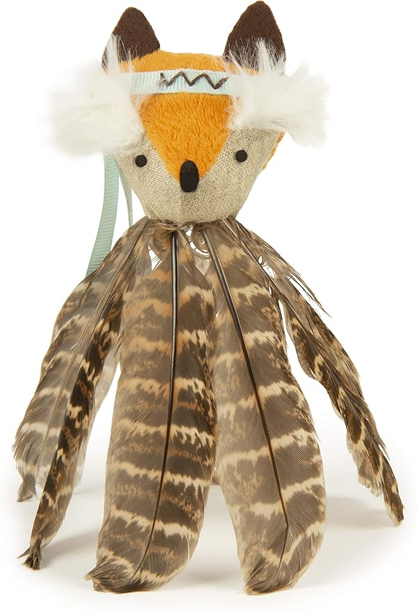 SmartyKat Toss-A-Fox Feather Toss & Chase Cat Toy, Randomly Selected Color - Brown OR White, One Size-Mewly Pet