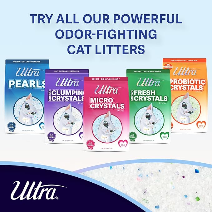 Ultra Clumping Micro Crystals Cat Litter - Dust Free, Soft on Paws, Fragrance Free - 5 Lbs.-Mewly Pet