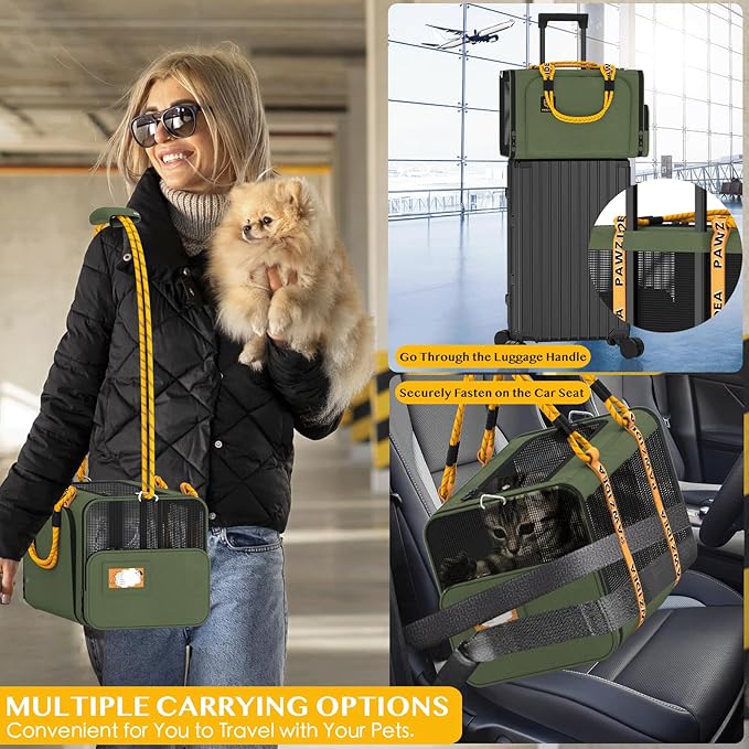 PAWZIDEA Double Pet Stroller with 2 Detachable Carriers, Portable Dog Crate for Car Travel & TSA-Approved Expandable Cat Carrier, Foldable Lightweight Jogger Stroller for 2–4 Cats or Small/Medium Dogs-Mewly Pet