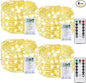 4 Pack 60LED Christmas Battery Operated Fairy Lights with Remote, 8 Modes String Lights with Timer, Dimmable, Memory Function, Waterproof Twinkle Lights for Outdoor Indoor Christmas Decor(Warm White)