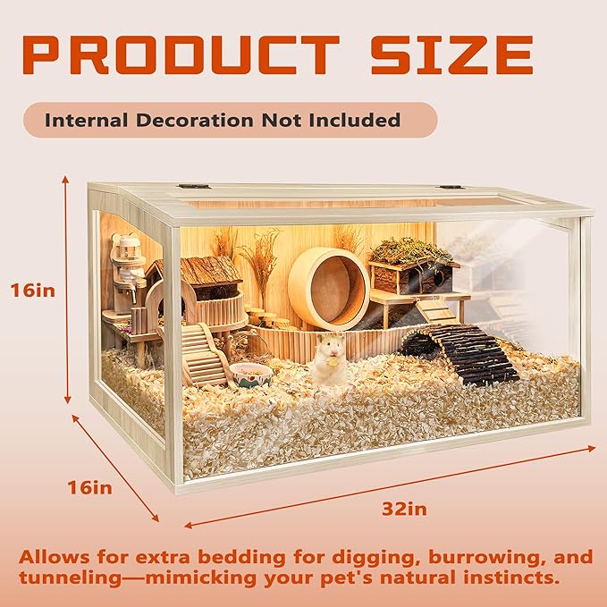 Hamster Cage Chewproof, Large Hamster Cages and Habitats, Openable Top with Acrylic Sheets, Solid Built-Mewly Pet