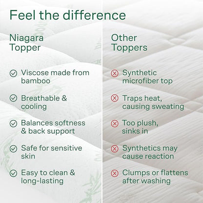 Ultra Soft Twin Size Mattress Topper - Viscose Made from Bamboo Pillow Top Mattress Pad for Back Pain Relief - Naturally Cooling for Hot Sleepers, Green