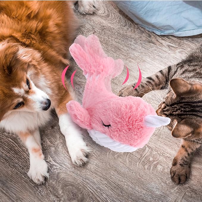 BABORUI Interactive Dog Toys Whale, Squeaky Dog Toys, Rechargeable Moving Dog Chew Toys for Small/Medium/Large Dogs/Puppy to Keep Them Busy (Pink)-Mewly Pet