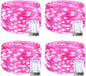JMEXSUSS 4 Pack 50 LED Pink Fairy Lights Battery Operated, 16.1ft Christmas Fairy Lights Indoor Outdoor Waterproof, Pink String Lights for Bedroom Wedding Birthday Valentine Christmas Decorations