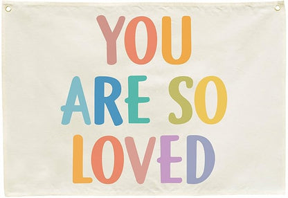 You Are So Loved-Nursery Rectangular Canvas Banner-Boho Flag Wall Sign Decor for Toddler Boy Girl Kids,Baby Room Above Crib Bedroom Playroom Reading Room Decor-Baby Shower Birthday Christmas Gift