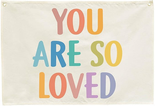 You Are So Loved-Nursery Rectangular Canvas Banner-Boho Flag Wall Sign Decor for Toddler Boy Girl Kids,Baby Room Above Crib Bedroom Playroom Reading Room Decor-Baby Shower Birthday Christmas Gift