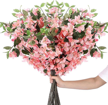 30 Pcs Artificial Faux Bougainvillea Fake Flower Silk Bougainvillea Branches UV Resistant Outdoor Indoor Decoration for Wedding Home Centerpieces Outside Decor (Peach Pink)