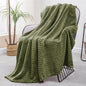 Exclusivo Mezcla Fleece Throw Blanket for Couch, 50x70 Inches Soft Cozy Jacquard Flannel Blankets, Lightweight Fuzzy Plush Warm Throws for Winter, Olive Green