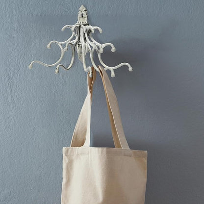 Creative Co-Op Antique Decorative Cast Iron Multi Hook Wall Hanger with 15 Hooks, Distressed White