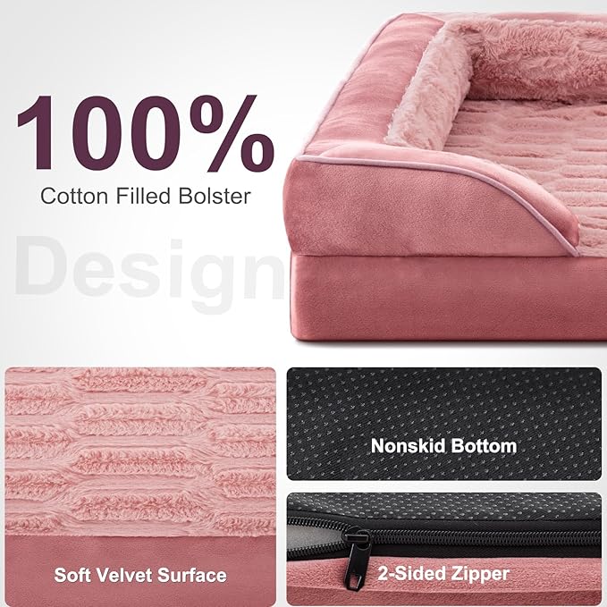 FURTIME Orthopedic Bed for Large Dogs, XL Washable Dog Beds Large Sized Dog, Comfy Supportive Foam Pet Couch Bed with Removable Washable Cover, Waterproof Extra Large Sofa Bed Foam and Nonskid Bottom-Mewly Pet