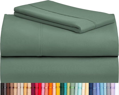 LuxClub 3 PC Sheet Set Sheets Deep Pockets Wrinkle Free Sheets Machine Washable Hotel Bedding Silky Soft - Tree Moss Green Twin