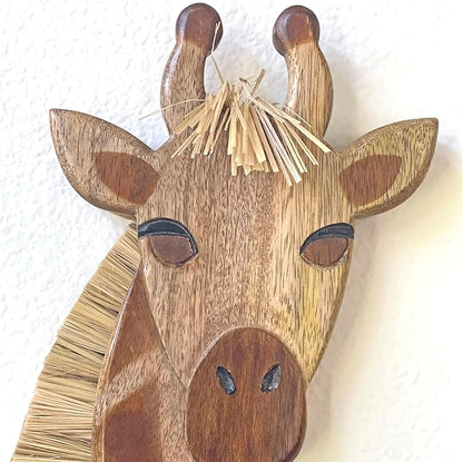 Crane Baby Handmade Wooden Safari Wall Decor, Wood Animal Wall Art for Nursery and Gender Neutral Safari Room Decor, Giraffe, 21" x 8"