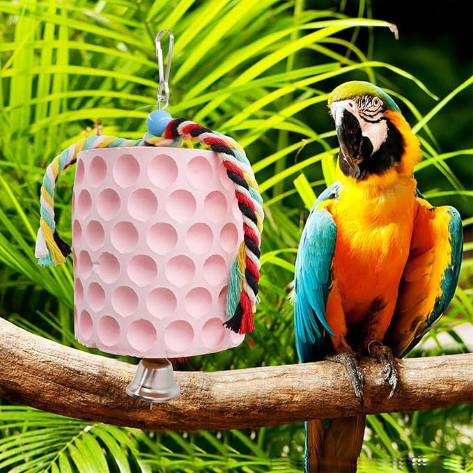 Extra Large Bird Chewing Toy, Parrot Beak Grinding Calcium Stone with Bells, Bird Cage Accessories, Cage Toys for Cockatiel Parakeet Parrot Budgies Rat Hamster Chinchilla Rabbit Bunny African Grey-Mewly Pet