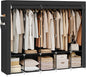 SONGMICS Portable Closet, Wardrobe Closet Organizer with Cover, 5 Hanging Rods and Shelves, 4 Side Pockets, 17.7 x 83 x 65.7 Inches, Large Capacity for Bedroom, Living Room, Ink Black URYG095B01