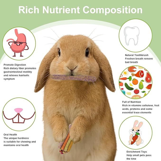 70PCS Rabbit Chew Sticks, Bunny Guinea Pig Toys for Teeth Natural Timothy Hay Sticks for Rabbit Chinchilla Guinea Pig Bunny Hamster - Chews Toys for Small Rodents' Teeth-Mewly Pet
