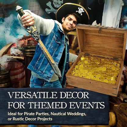Nautical Cove Handmade Pirate Treasure Chest for Kids Prizes & Classroom with Lock and Skeleton Keys – Lockable Wooden Storage Chest Box, Pirate Decor, Decorative Wooden Box - XXX-Large 21x15.75x15.75