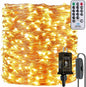 132 Feet 400 LEDs Copper Wire String Lights with Switch, Christmas Lights Indoor Decoration for Party Wedding Bedroom, Fairy Lights Plug in with Remote, 8 Scene Modes, Dimmable Warm White