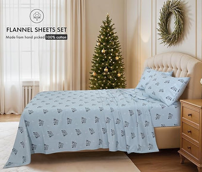 RUVANTI Flannel Sheets Twin XL Size - 100% Cotton Double Brushed Twin XL Sheet Sets, Deep Pockets 16 Inches, All Seasons Breathable & Extra Soft Bed Sheets, Warm & Cozy, 3 Piece, Soul Dog