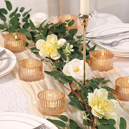 24 pcs Large Tea Light Holders, Gold Glass Candle Holders, Votive Candle Holders for Table Centerpiece Wedding Table Decor