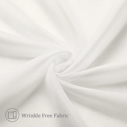 Aiyufeng Modern Sheer Window Curtains, Rod Pocket Long Curtains Translucent Drapes Semitransparent Privacy with Light Through for Bedroom/Living Room, Ivory, W40 x L96, 2 Pieces