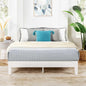 Mellow Naturalista Grand 12 Inch Solid Wood Platform Bed with Wooden Slats, Easy Assembly, Queen, White