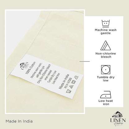 Linen Home 100% Cotton Percale Sheets Twin Size, Cream, Deep Pocket, 3 Pieces Set - 1 Flat, 1 Deep Pocket Fitted Sheet and 1 Pillowcase, Crisp Cool and Strong Bed Linen