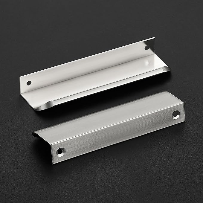 Ravinte Hardware 20 Pack Silver Cabinet Handles, 5 Inch (128mm) Finger Edge Pulls, 4 Inch Hole Center, Finger Pulls for Cabinets