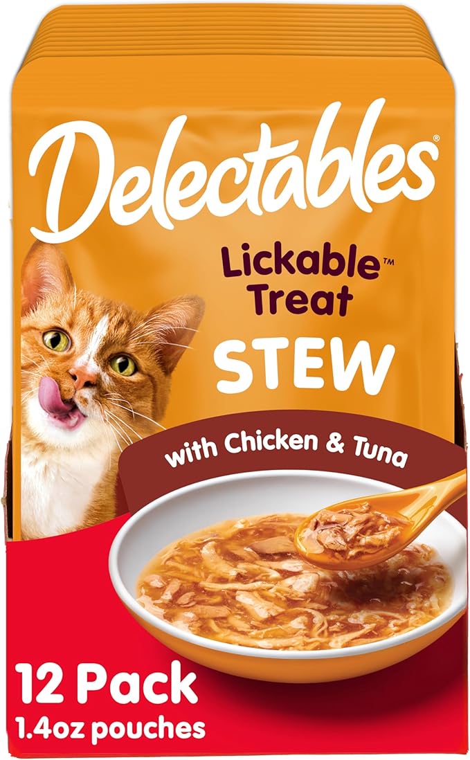Hartz Delectables Stew Lickable Wet Cat Treats for Adult & Senior Cats, Chicken & Tuna, 1.4 Ounce (Pack of 12)-Mewly Pet