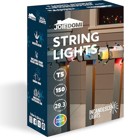 Joiedomi Multicolor Christmas String Lights,150 Count 31.2FT Christmas Fairy Tree Lights Plug in for Indoor Outdoor Xmas Decorations Patio Holiday Theme Party Yard House,Green Wire