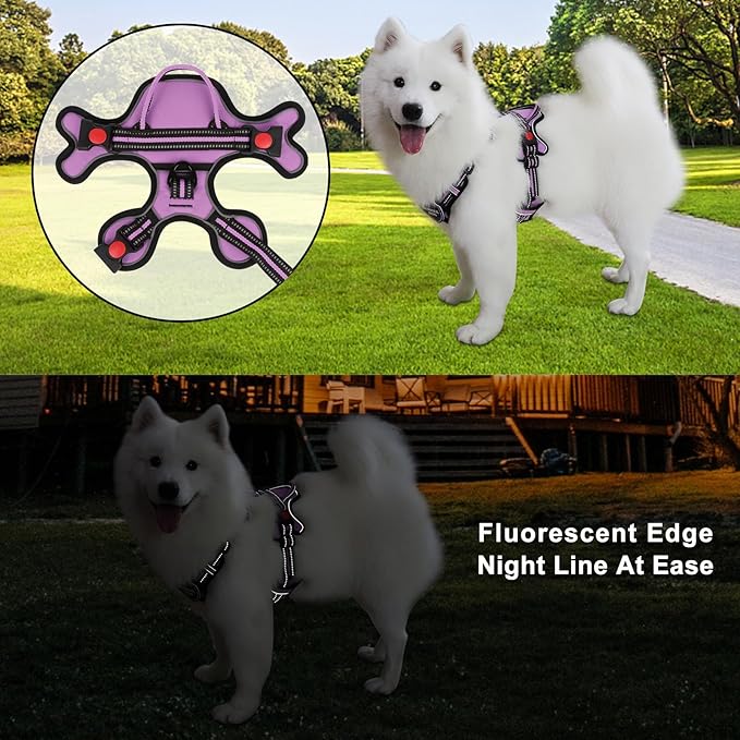 Dog Harness, Adjustable Reflective Dog Vest No Pull Dog Harness with Badge and Bow Tie for Puppy Small Medium Large Dogs-Mewly Pet