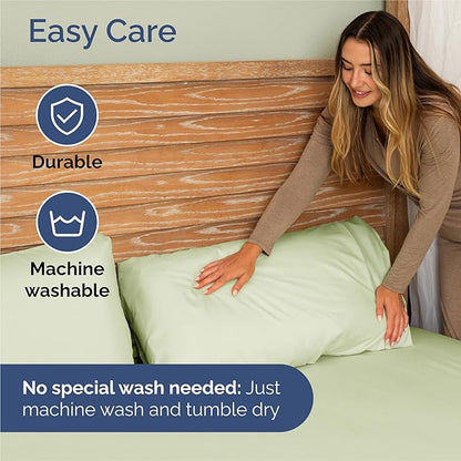 Twin XL 4 Piece Sheet Set - Comfy Breathable & Cooling - Ultra Soft Hotel Luxury Bedding Set w/ 8-16 Inch Deep Pockets - 1 Flat & 1 Fitted Sheet & 2 Pillowcases - Wrinkle Free & Easy Care - Light Sage