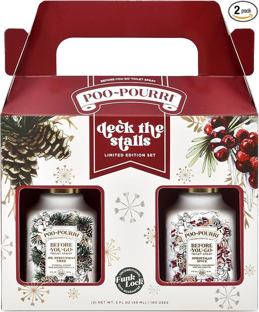 Poo-Pourri Before-You-Go Toilet Spray Gift Set, Spritzmas Sprice and Oh Spritzmas Tree 2 Ounce Bottles in Gift Box