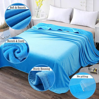 HOZY Soft Blanket King Size Fleece Warm Fuzzy Throw Blankets for The Bed Sofa Lightweight 350GSM Sky Blue 90"*108"