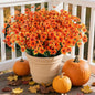 AGIRL 24 Bundles Artificial Fall Flowers Outdoor Indoor Decoration,Fake Plastic Flowers,Faux Mums Plant for Thanksgiving Fall Decor,for Hanging Outside Garden Front Door Porch Patio Window Box
