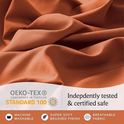 LuxClub 4 PC Full Size Sheet Set Deep Pockets Wrinkle Free Cooling Sheets Machine Washable Hotel Bedding Silky Soft - Autumn Orange Full
